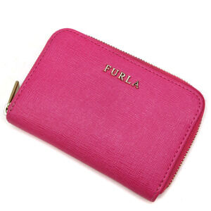 FURLA Babylon Zip key Wallet Ring Leather Pink